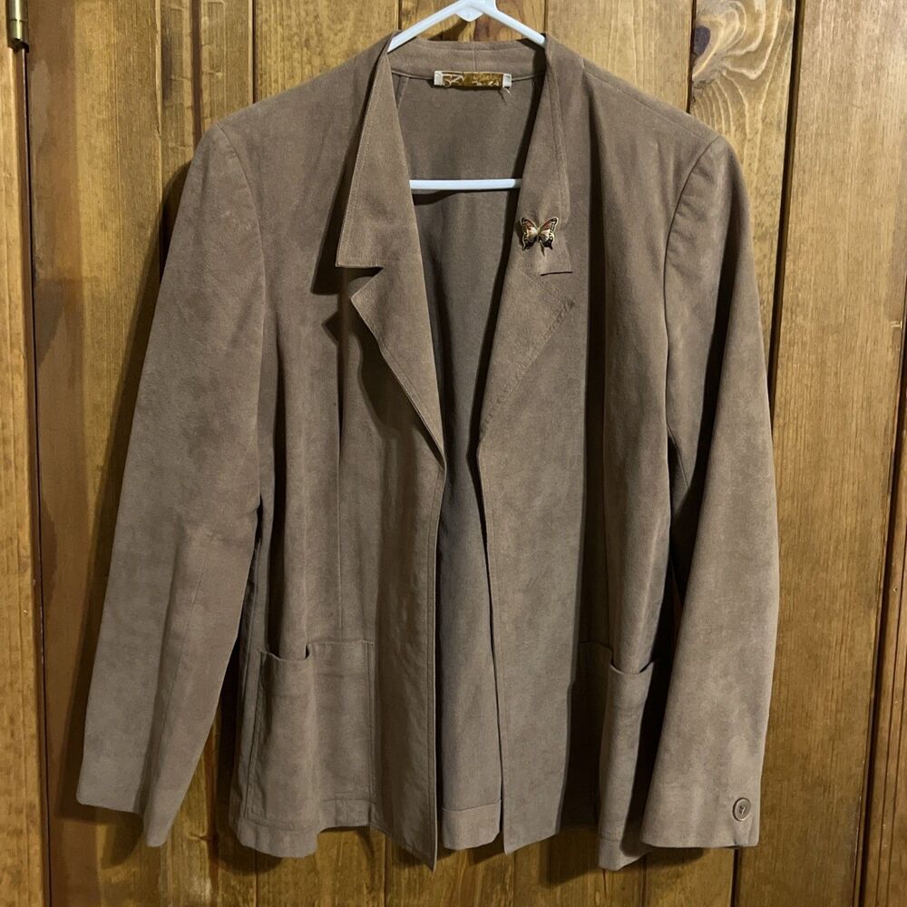 Vintage 90s Da Rue of California Skinner Ultra Suede Leather Blazer Women’s 10